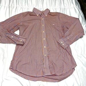 Men's Southern Marsh button up shirt size small orange blue plaid